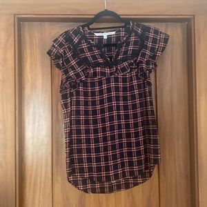 Veronica Beard Black and Red Plaid Blouse